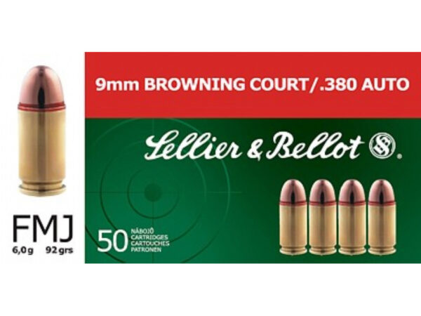 MUNICION METALICA S&B CL.9MM BROWNING/.380 AUTO FMJ - 92 GRS. - Imagen 2